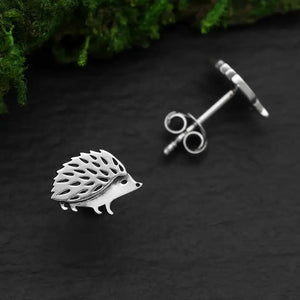 Sterling Silver Hedgehog Post Earrings - 7x10mm
