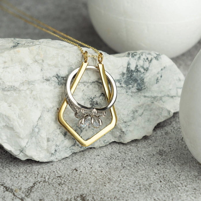 Silver ring holder online necklace