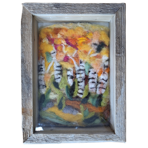 "Birches Aflame" - Original Felt Painting by Nicole Herbst