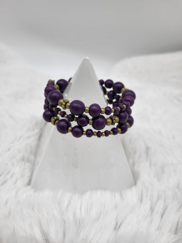 Illusion Bracelet Purple/Gold Wood - by Nikkie Howard
