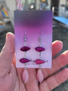 Recycled Pink Beaded Earrings Style D by Nikkie Howard