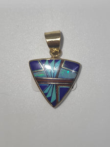Gold and Turquoise Triangle Pendant - Marcia Nickols
