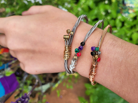 Chord Jewelry Bangles with Bead Detail