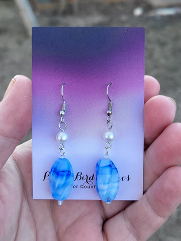 Recycled Pearl & Blue Drop Earrings by Nikkie Howard