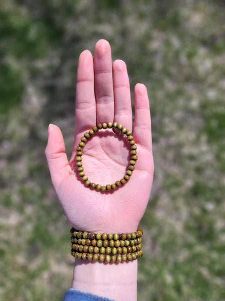 Tibetan Green Wood Bead Bracelets
