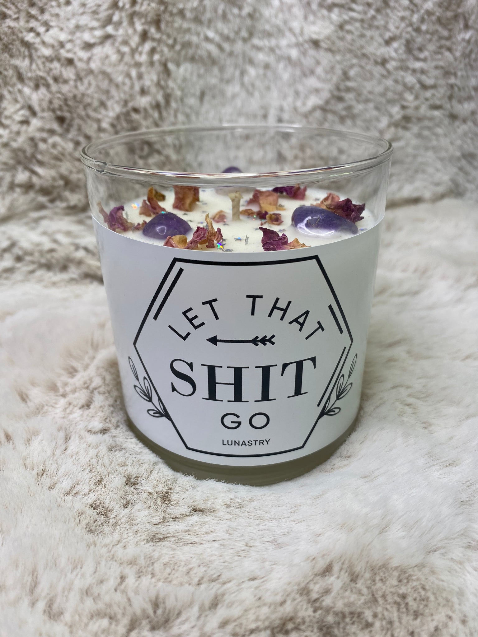 Lunastry Soy Wax & Crystal Candles - Let That Shit Go