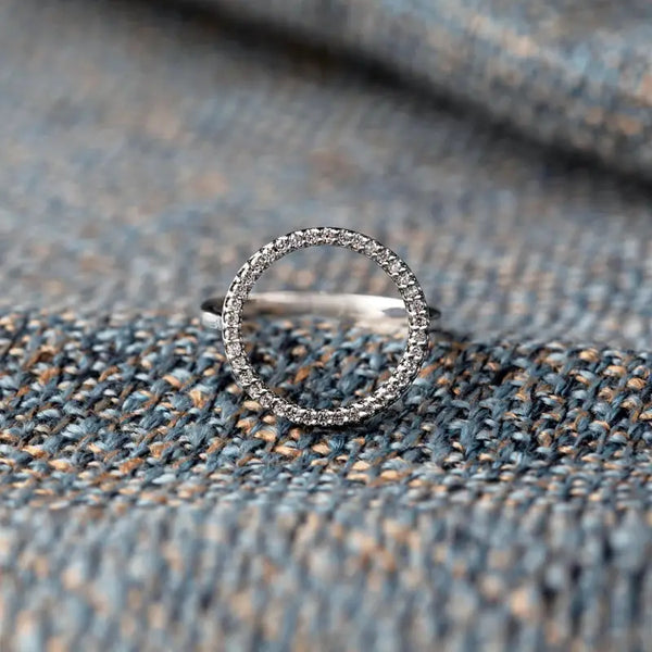 Minimalist Pave Circle Statement Ring in 925 Sterling Silver