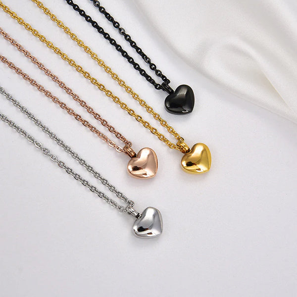 Stainless Steel Heart Urn Pendant Necklace