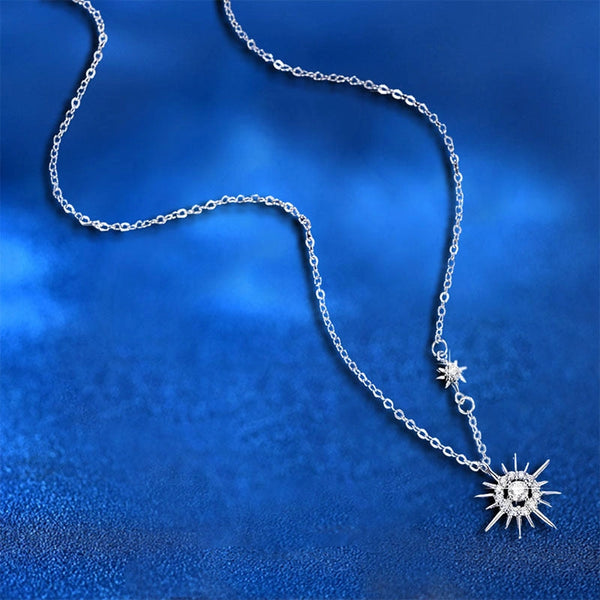 Moissanite Sun Star Pendant Necklace in 925 Sterling Silver