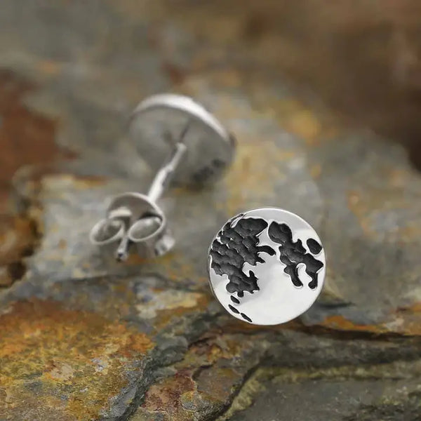 Sterling Silver Full Moon Post Earrings