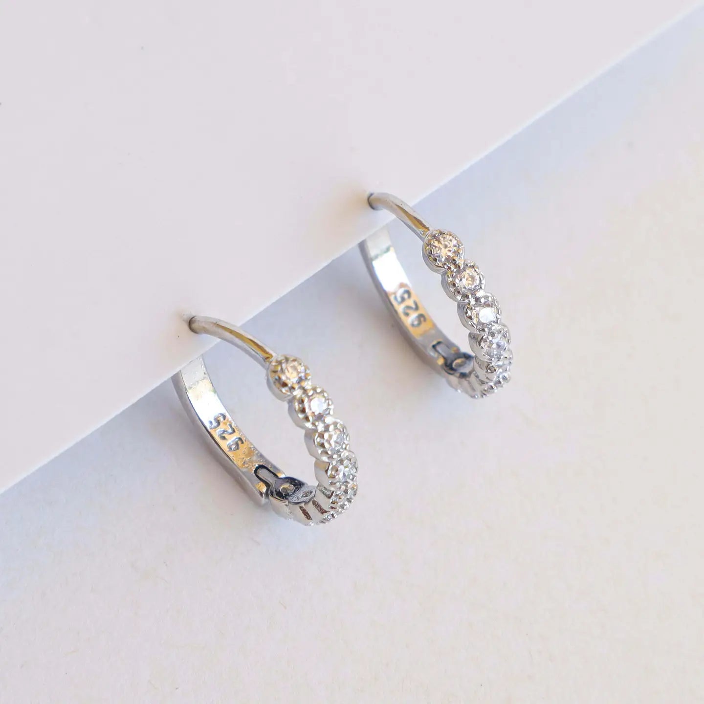 Sparkly Hoops - Sterling Silver Earrings