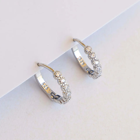 Sparkly Hoops - Sterling Silver Earrings