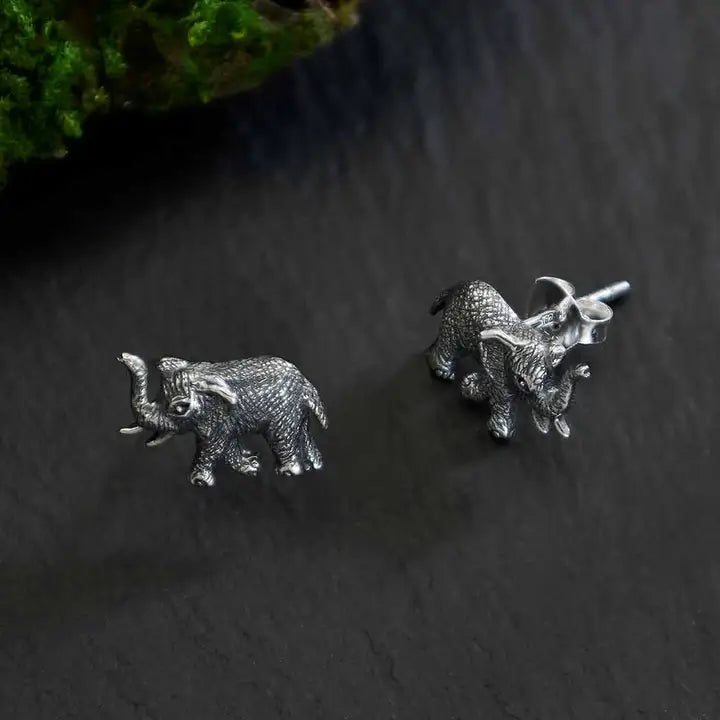 Sterling Silver Elephant Post Earrings