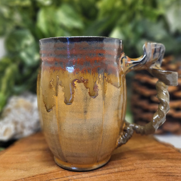 Umber Autumn Mugs with Vine Handle by Liz Butler