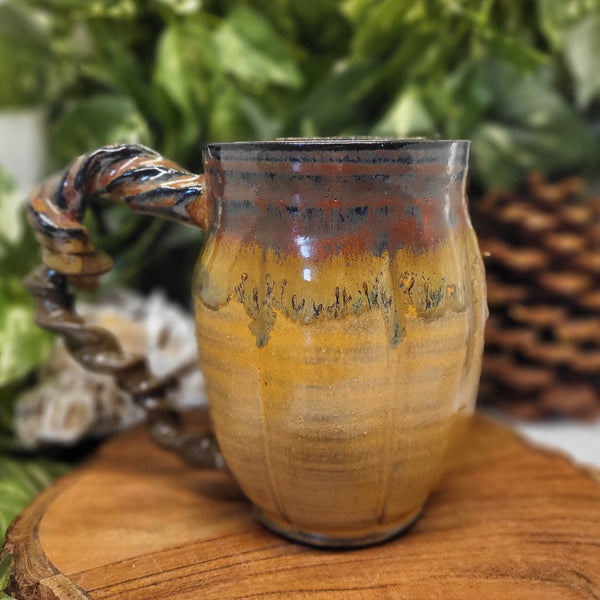 Umber Autumn Mugs with Vine Handle by Liz Butler
