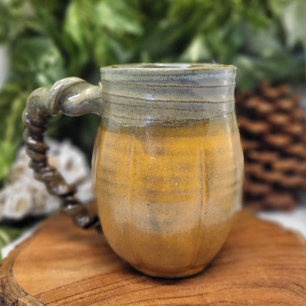 Umber Autumn Mugs with Vine Handle by Liz Butler