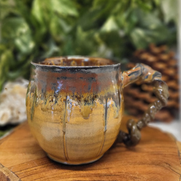 Umber Autumn Mugs with Vine Handle by Liz Butler
