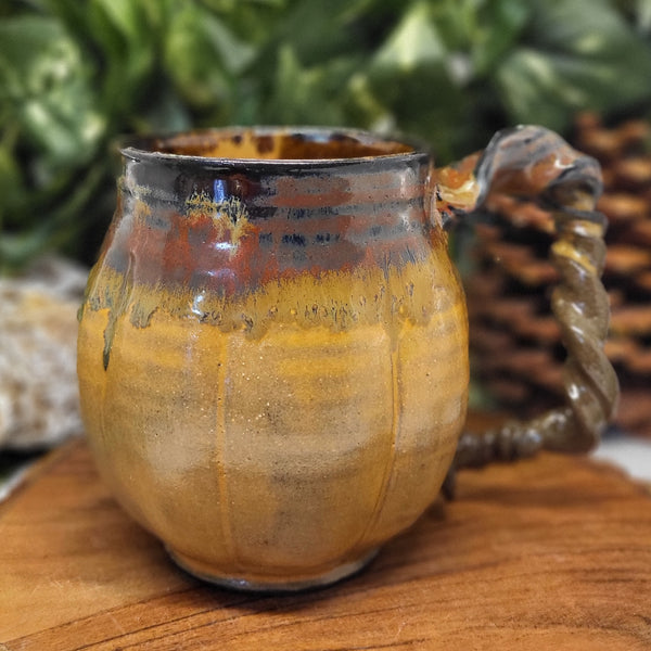 Umber Autumn Mugs with Vine Handle by Liz Butler