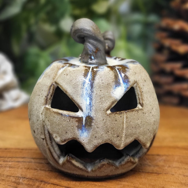 Tan & Blue Jack-o-Lantern by Liz Butler