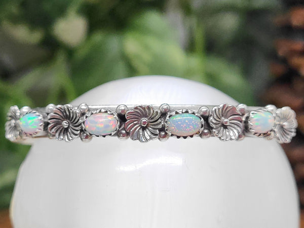 Stamped Opal Sterling Silver Cuff - Marcia Nickols