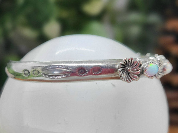 Stamped Opal Sterling Silver Cuff - Marcia Nickols