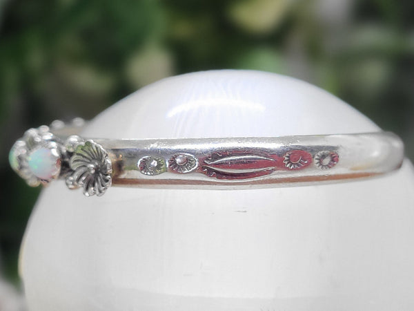 Stamped Opal Sterling Silver Cuff - Marcia Nickols