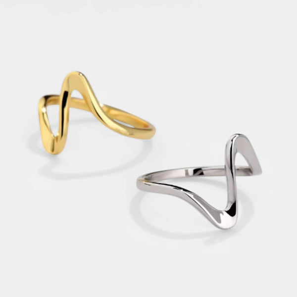 Ocean Sea Wave Beach Stacking Ring in 925 Sterling Silver