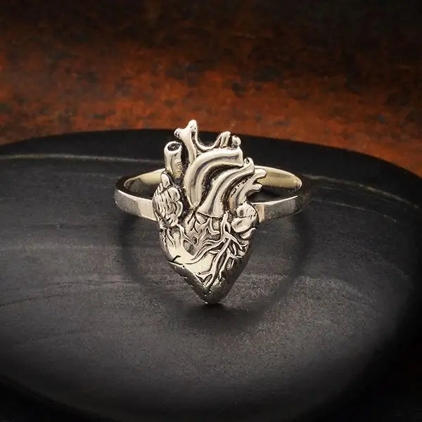 Sterling Silver Anatomical Heart Ring