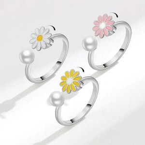 Daisy Pearl Adjustable Spinner Fidget Rings