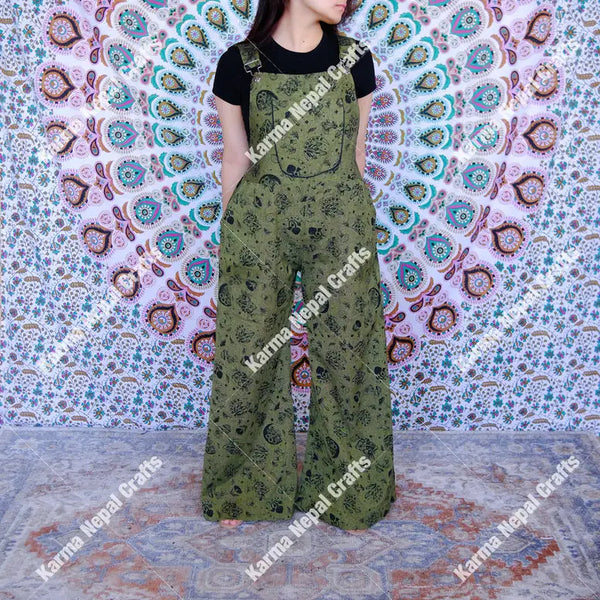 Magical Celestial/Mushroom Wide Leg Jumpsuit /green