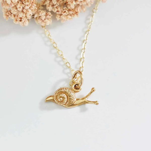 Sterling Silver or Bronze Snail Necklace