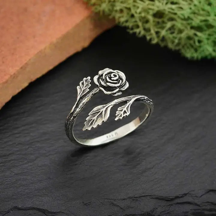 Sterling Silver Adjustable Rose Ring