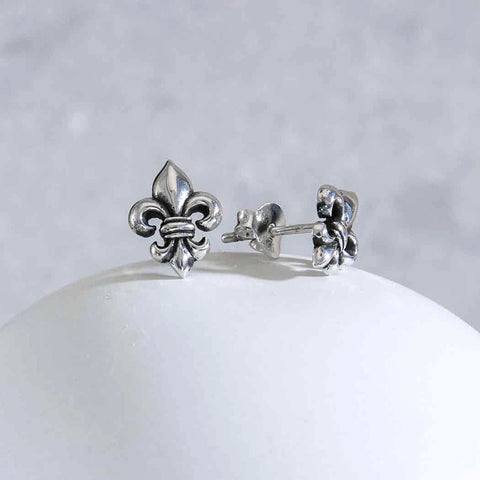 Sterling Silver Feur De Lys Post Earrings