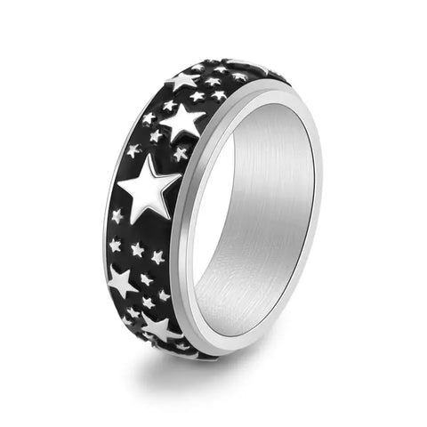 Raised Stars Spinner Fidget Ring