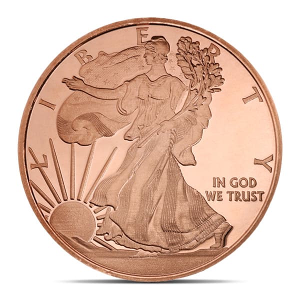 Unites States Design 1 oz Pure .999 Copper Round Bullion Coin in Capsule