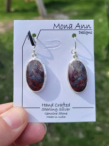 Crazy Lace Agate Sterling Silver Hook Earrings