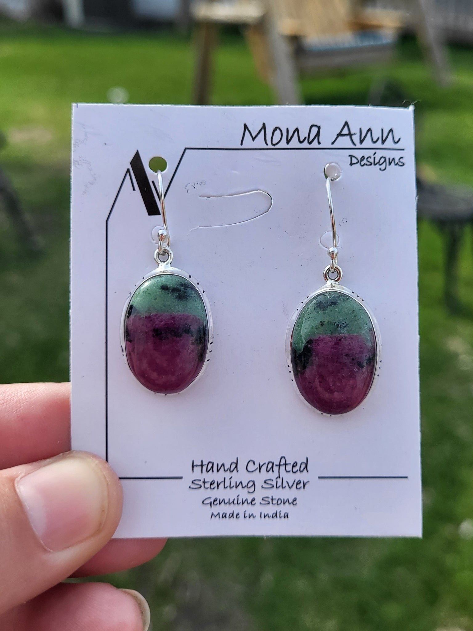 Ruby Zoisite Sterling Silver Hook Earrings