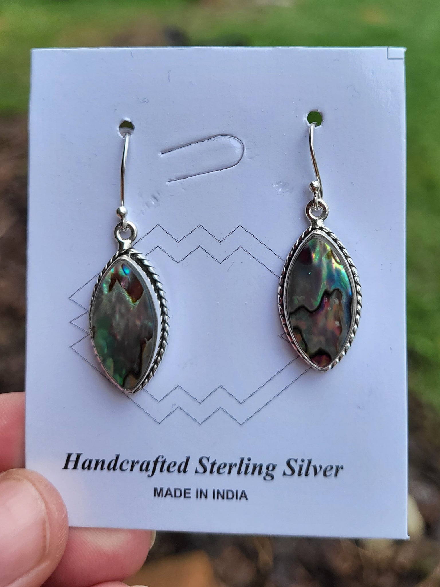 Abalone Sterling Silver Hook Earrings
