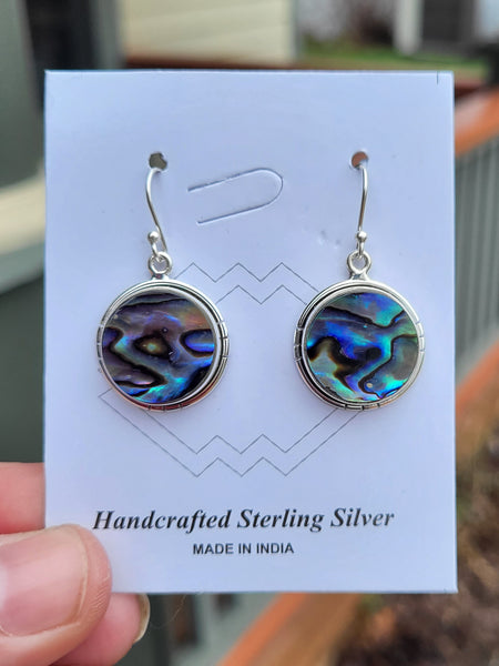 Abalone Sterling Silver Hook Earrings