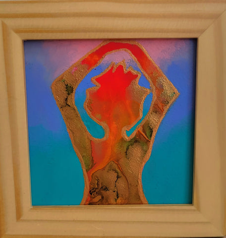 “Femininity” - 4x4 Mixed Media with Frame by Deb Mohrbacher