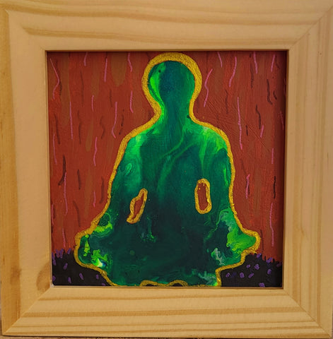 “Grounded” - 4x4 Mixed Media with Frame by Deb Mohrbacher