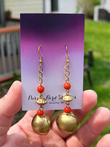 Boho Gold & Orange Dangle Earrings by Nikkie Howard