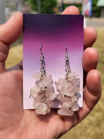 Rose Quartz Bunch Earrings  by Nikkie Howard