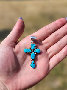 Sterling Silver Turquoise Cross Pendant - Marcia Nickols