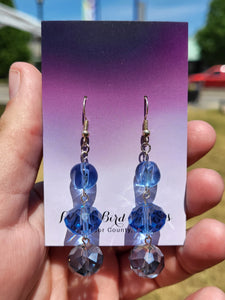 Blue and Grey Recycled Bead Earrings by Nikkie Howard