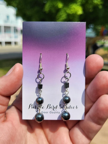 3 Tier Hematite Earrings by Nikkie Howard