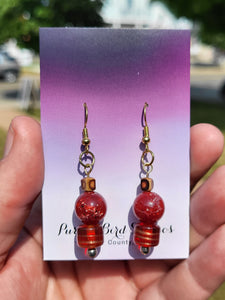 Red Recycled Glass Earrings by Nikkie Howard