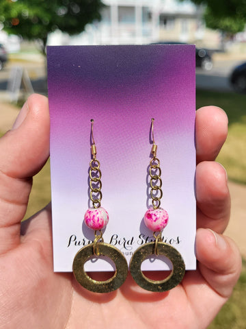 Recycled Pink W/ Gold Hoop Earrings by Nikkie Howard