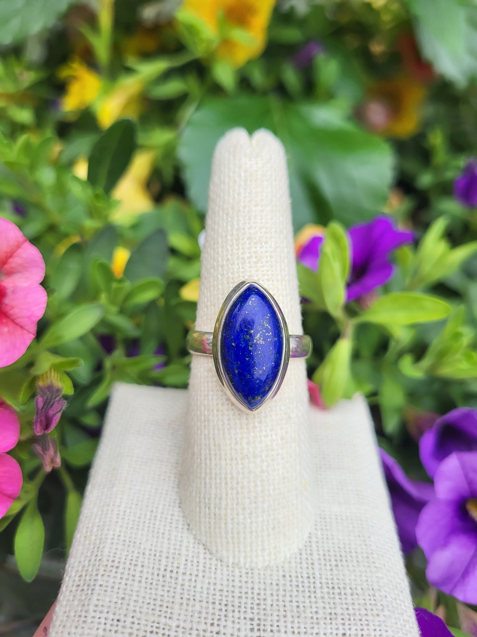 Sterling Silver Lapis Lazuli Marquise Rings