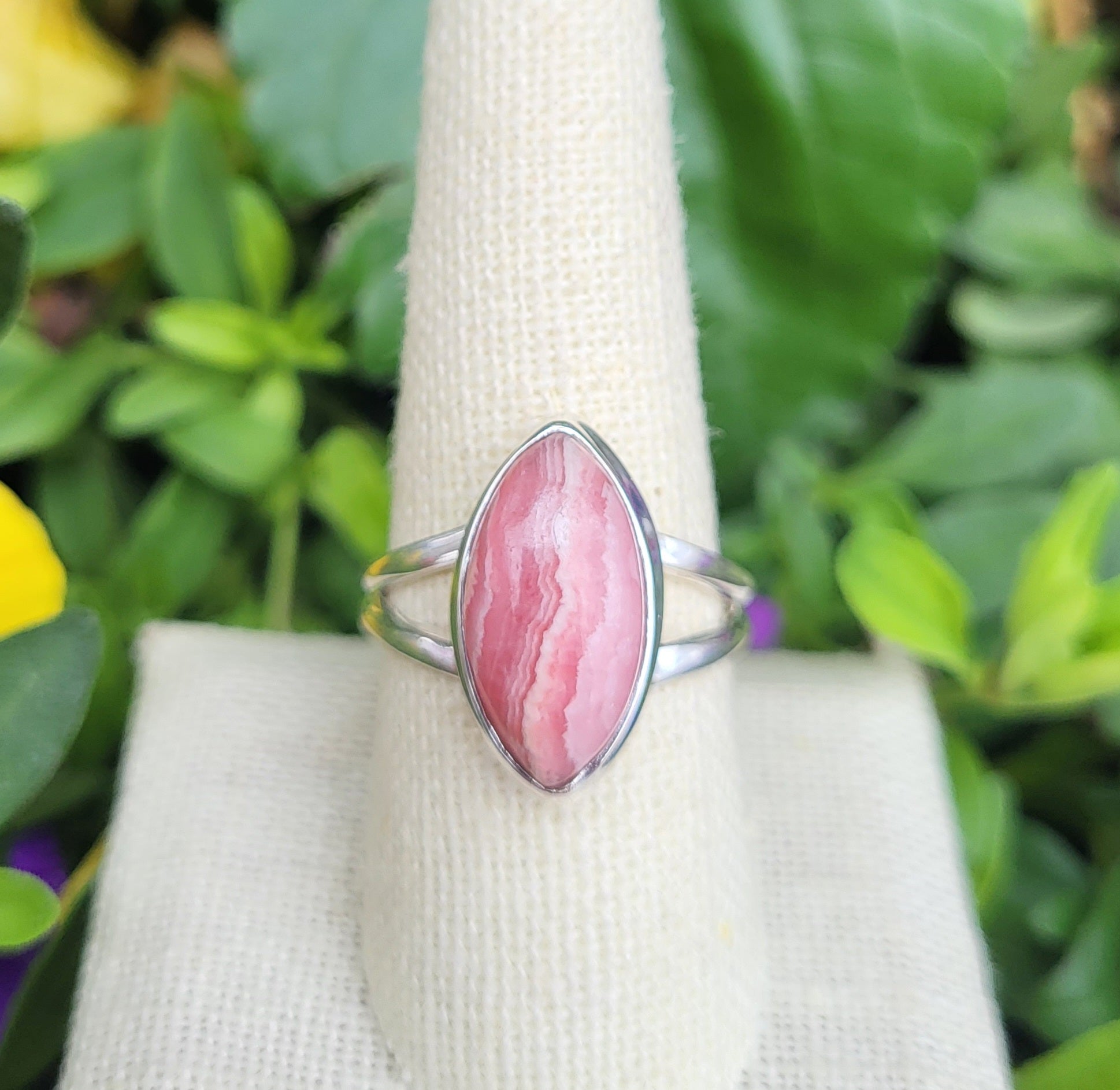 Rhodochrosite Marquise Sterling Silver Ring